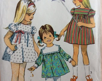 Simplicity 7516, toddler girls dress, size 2, vintage 1960's sewing pattern