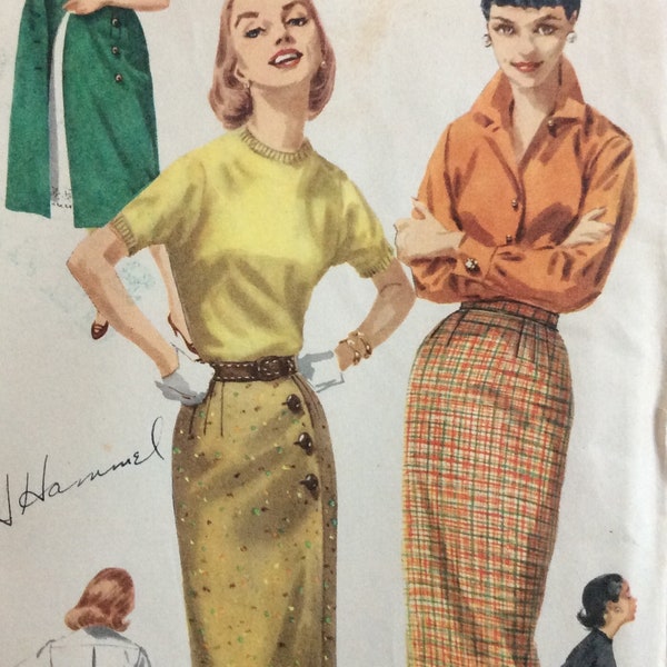Simplicity 1688, misses wrap-around skirt, waist 26, vintage 1950's sewing pattern
