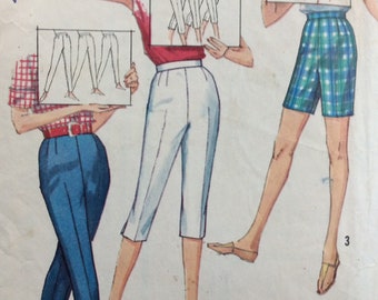 Simplicity 4886 misses pants in three lengths in proportioned sizes waist 28 vintage 1960's sewing pattern