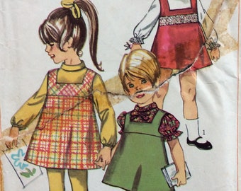 Simplicity 7787, toddler girls blouse and jumper, size 2, vintage 1960's sewing pattern