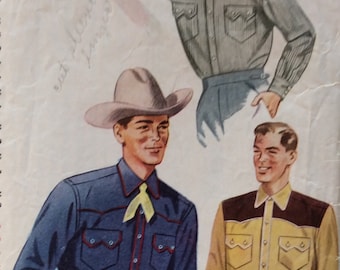 Simplicity 4150, men's Western shirt, chest 40, vintage 1950’s sewing pattern