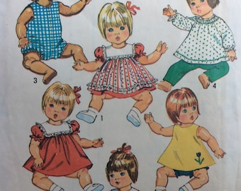Simplicity 5947, doll clothes, for small, medium, or large baby doll, vintage 1970's sewing pattern