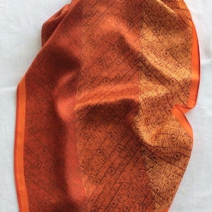 CLEARANCE!!  Vera scarf, brown and orange, oblong, Vintage 1960’s, 14&quot; x 44&quot;