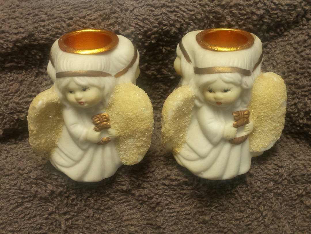 Three Sided Angel Candle Holder. Three Angels at Three Different Angles