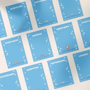 Bluey Party Favours Blue Cards | Orange Red Heeler Dog Party Bags | Keepy Uppy, Sticky Gecko, Grannies, Longdog, Featherwand, Sleepytime