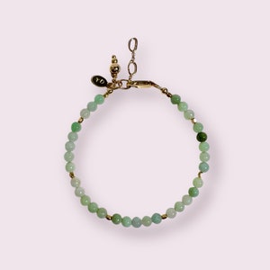 Genuine Burma Jade Beaded Bracelet. Jade and Gold Bracelet. 14k Gold Filled Bracelet. Adjustable Layering Bracelet. Gemstone Beaded Bracelet