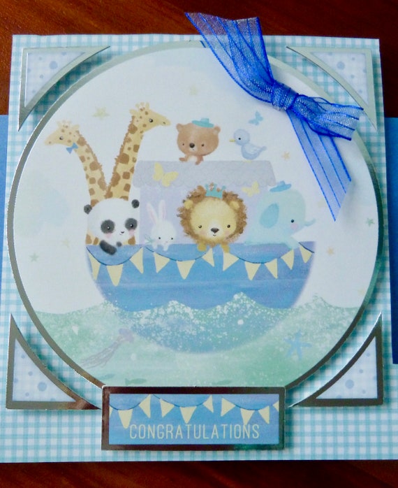 Baby Boy Greeting Card New Baby Card Handmade 3d Baby Boy Etsy