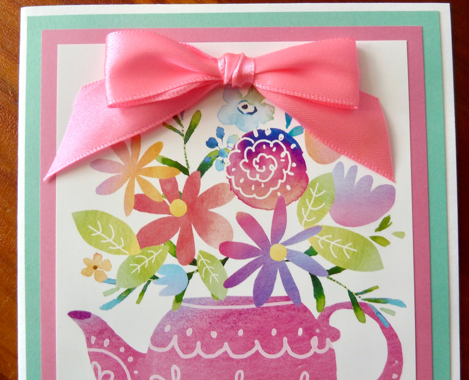 Bright Happy Birthday Card Teapot Birthday Greeting Card Etsy