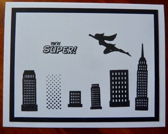 Handmade SuperMom Card, Hand Stamped Super Woman Birthday Card, Super Hero Card for Her, Mother's Day Card, Paper Handmade Greeting Card