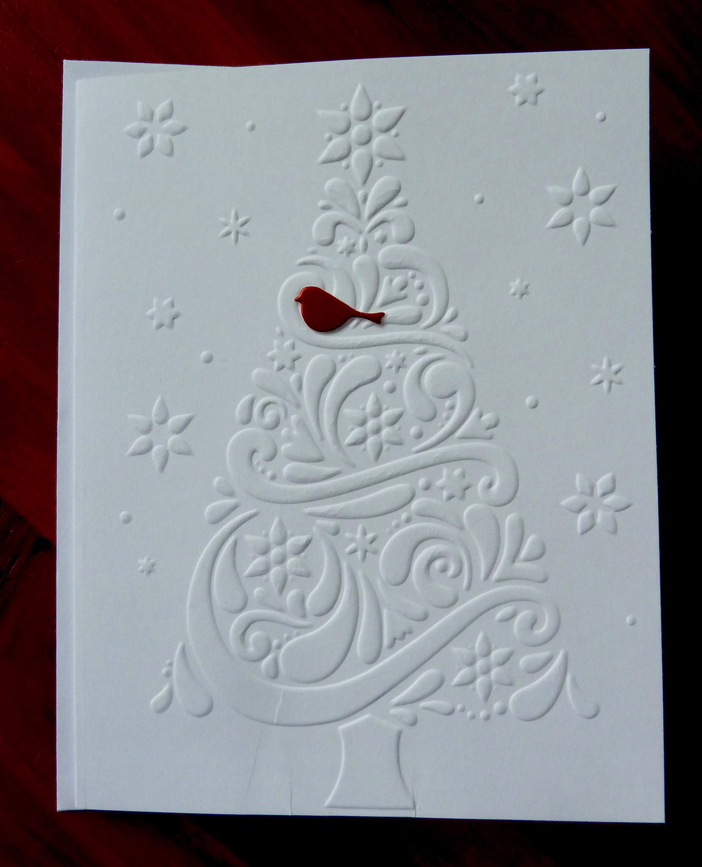 5 Embossed Christmas Tree Cards Handmade Set of Christmas Etsy