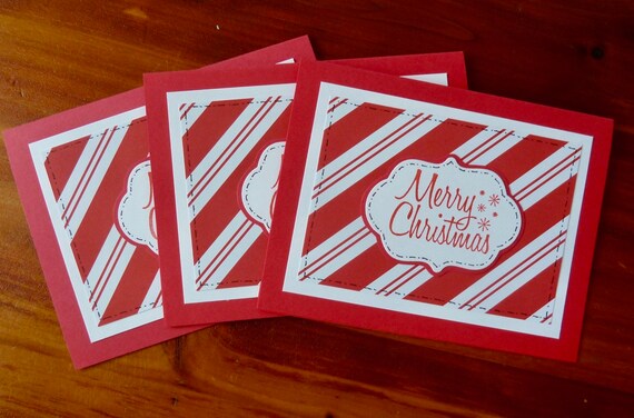 set of 3 candy cane christmas cards handmade merry christmas etsy candy cane christmas cards