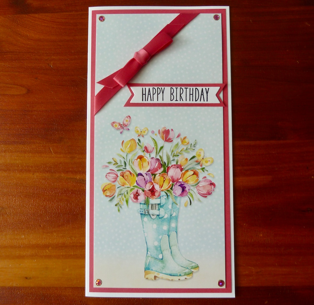 Sweet Happy Birthday Card, Handmade 4x8 Birthday Greeting Card ...