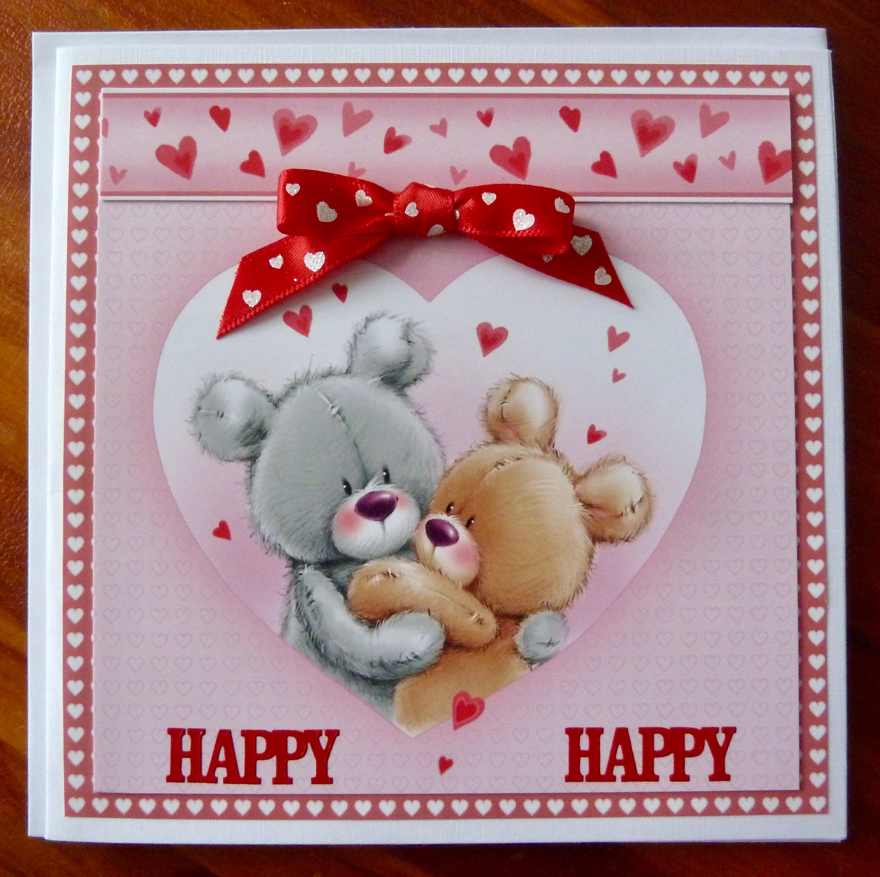 Cute Teddy Bear Valentine Card Handmade Valentine's Day | Etsy