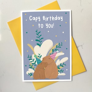 Carte d'anniversaire Capy - carte de voeux Capybara - carte personnalisée - jolie carte d'anniversaire - carte d'anniversaire femme mari - carte recyclée écologique