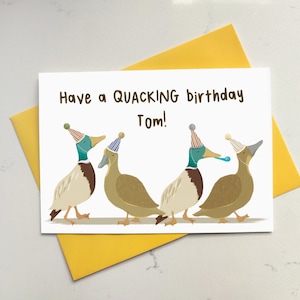 Carte d'anniversaire personnalisée canard - pour petit ami mari et femme - carte recyclée écologique - carte d'anniversaire drôle