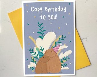 Capy Birthday Card - Capybara Greetings Card - Personalised Card - Cute Birthday Card - Wife Husband Birthday Card - Eco Recycled Card