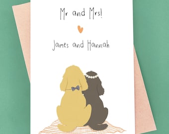 Personalised Dog Wedding Card - Mr and Mrs
