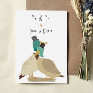 Same Sex Duck Hochzeitskarte - Personalisierte Gay Hochzeitskarte -Mr und Mr Card - Umweltfreundliche Karte - Mann - Recycling Karte