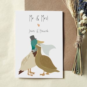 Personalisierte Enten Hochzeitskarte - Stockenten Karte -Mr und Mrs Karte - Umweltfreundliche Karte - Mann - Frau - Recycling Karte