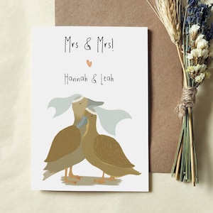 Gleiche Sex Ente Hochzeitskarte - Personalisierte Schwul Lesben Hochzeitskarte - Mrs und Mrs Karte - Umweltfreundliche Karte - Frau