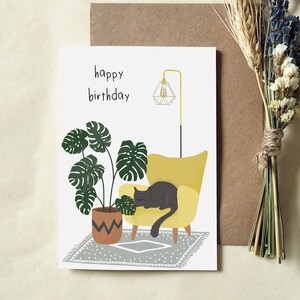 Carte d'anniversaire personnalisée chat - carte recyclée écologique - carte scandinave - carte chat paresseux - carte amoureux des chats