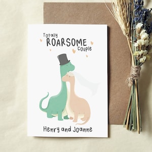 Personalisierte Dinosaurier-Hochzeitskarte - Roarsome Mr and Mrs Card - Umweltfreundliche Karte - Ehemann - Frau - Eco Recycled Card - Braut und Bräutigam