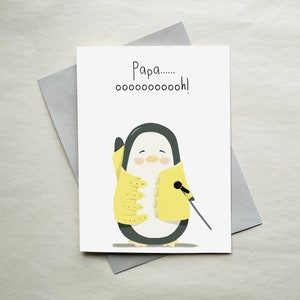 Freddie Mercury Vatertagskarte - Pinguin - Papa Ooooh - Papa Geburtstag - Queen Fan - Umweltfreundlich - Musikkarte