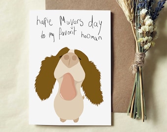 Dog Mother's Day Card - From the Dog - Spaniel Dog Mum Card - Eco Recycled Card