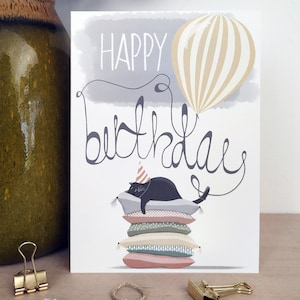Black Cat Birthday Card - Cat Lover Card - Card For Her