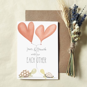 Schildkröten-Hochzeitskarte - personalisierte Schildkrötenjubiläum - füreinander gemacht - Karte für ihn - Eco-Recycled-Karte