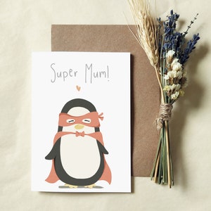 Super Mum Pinguin Geburtstagskarte - Umweltfreundliche Karte - Personalisierte Karte für Mama - Mama