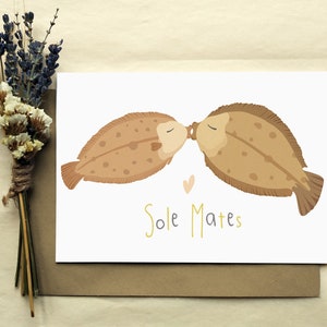Personalised Solemates Valentines Fish Card - Cute Anniversary Card - Funny Pun Card - Eco Recycled Card - Card For Him - Male Card