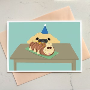 Carte d'anniversaire gâteau chenille chien - anniversaire drôle - carte recyclée écologique - carte pour lui - carte pour chien maman