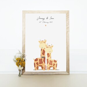 Personalised Giraffe Wedding Print - Digital Download - Wedding Gift - Mr & Mrs - Keepsake - Wall Art - Engagement Gift