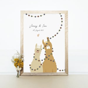 Personalised Wedding Print Llama Print Wedding Print Mr and Mrs Wedding Gift Ideas Keepsake image 1