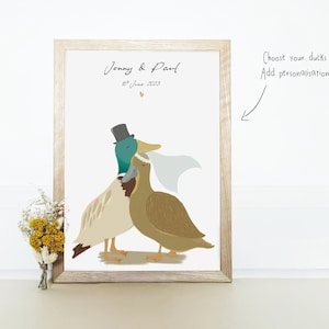 Personalisiertes Enten Hochzeitsgeschenk - Paar Druck - Mr & Mrs - Enten Wand Kunst Dekor - Jahrestag - Gay Hochzeit - Verlobung