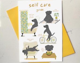 Get Well Soon Labrador Card – Self Care Guide, Funny Dog Card