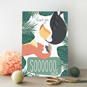 Carte Merci professeur - carte perroquet - carte macareux - carte jungle - sciences - géographie - institutrice de maternelle - assistant pédagogique
