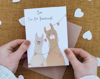 Llama Mother's Day Card - Cute Pun Card - Card For Mum
