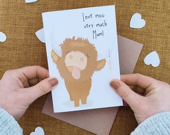 Highland Cow Mother's Day Card - Scottish - Pun Card - Card For Mum
