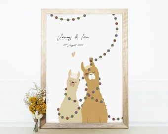 Personalised Wedding Print - Llama Print - Wedding Print - Mr and Mrs - Wedding Gift Ideas - Keepsake