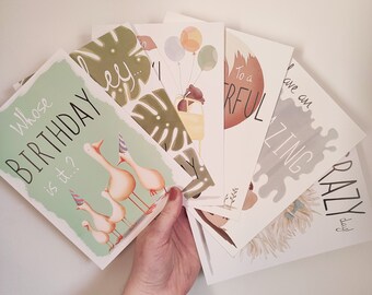 Animal Birthday Card Set - Cards for Kids - Pack of 6
