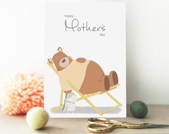 Bear Mothers Day Card - Mummy Bear Card - Mummy Mothers Day Card - Momma Bear Card - Eco Friendly - Personalised Card