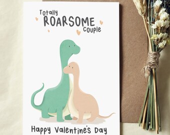 Cartão de Dia dos Namorados com Dinossauro - Jogo de Palavras Incrível para Casais