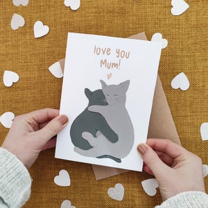 Love You Mum Katzen Muttertagskarte - Katzen Mama Karte - Eco Recycling Karte - Katzen Liebhaber - Katzen Illustration - Von der Katze