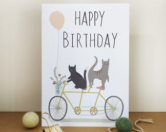 Personalised Cat Birthday Card - Eco Recycled Card - Card For Girlfriend - Wife Card - Card For Her - Cat Lover Card