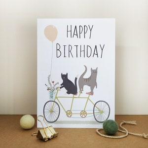 Carte d'anniversaire personnalisée chat - carte recyclée écologique - carte pour petite amie - carte femme - carte pour elle - carte pour amoureux des chats