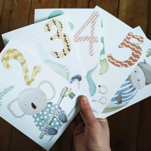 Lot de cartes d'anniversaire pour enfants – Lot de 5 cartes mignonnes pour enfants – Carte d'anniversaire animal – Cartes pour enfants