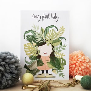 Crazy Plant Lady Karte – Geburtstagskarte für Sie – Pflanzenliebhaber Karte – Lustige Pflanze