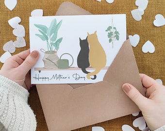 Personalised Cat Mothers Day Card - Eco Recycled Card - Card For Cat Mum